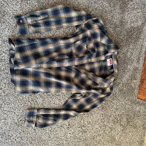 Wrangler Navy and Tan Plaid Shirt